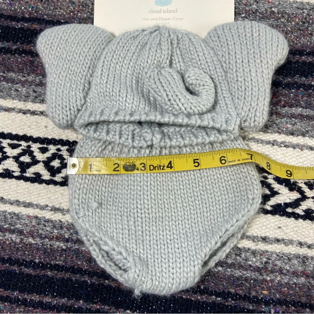 3/$12 NWT Cloud Island Baby Knit Sweater Animal Elephant Hat Beanie Diaper Cover